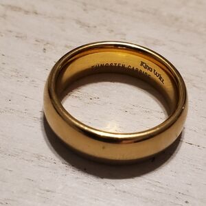 Tungsten Carbide 'King Will' 8mm 24kt Gold Plated Band Ring Size 5.75